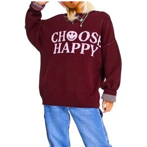 Like-new Topshop Choose Happy oversized sweater, size XS (fits up to a medium)